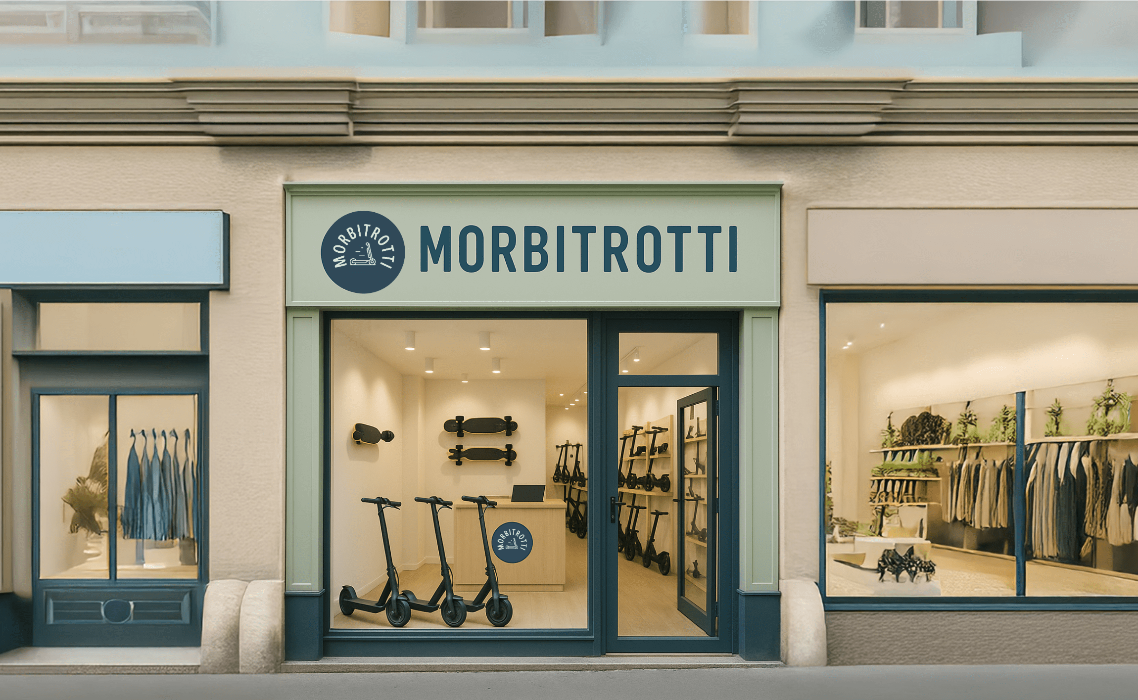 A propos Morbitrotti | devanture trottinettes & skates électriques