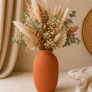 Vase Élégance terracotta en céramique au design moderne, parfait pour une décoration de mariage bohème et naturelle.